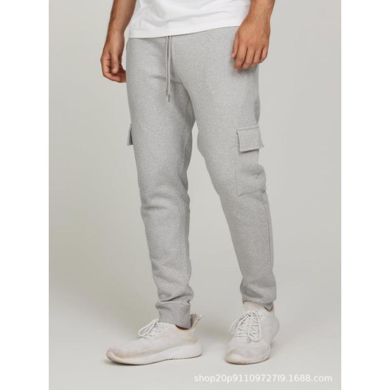 Multi-pocket men's casual fitness trousers fleece corset sports overalls running trousers