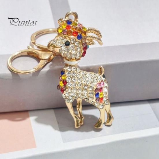 Key Chain Decoration Bling Rhinestone Lamb Keychain for Backpack, Metal Goat Car Bag Accessory Ring, Sheep Pendant Backpacks and Handbags Ring