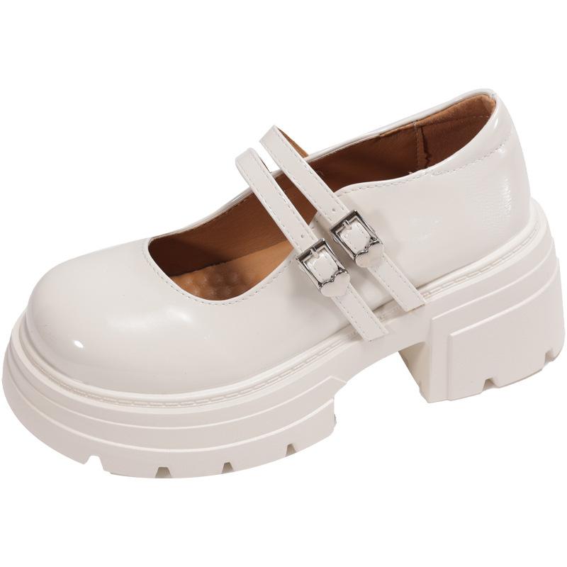 Black French retro light mouth thick high heel single shoes women's 2025 new summer skirt JK heightening Mary Jane shoes