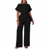 Women's 2-Piece Casual Short-Sleeve Top And Wide-Leg Pants Set