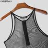 INCERUN Men Sleeveless See Through Mesh Sheer Jumpsuits Underwear Playsuits
