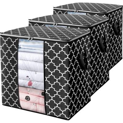 Opbergtassen [3 Stuks/100L] Grote Deken Kleding Organisatie en Opbergcontainers voor Dekbedden, Beddengoed, Opvouwbare Organizer met Versterkt Handvat
