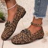 2025 Ladies Shoes Loafers Women's Flats Outdoor Casual Flats Women Metal Decoration Round Toe Leopard Plus Size Shoes Women
