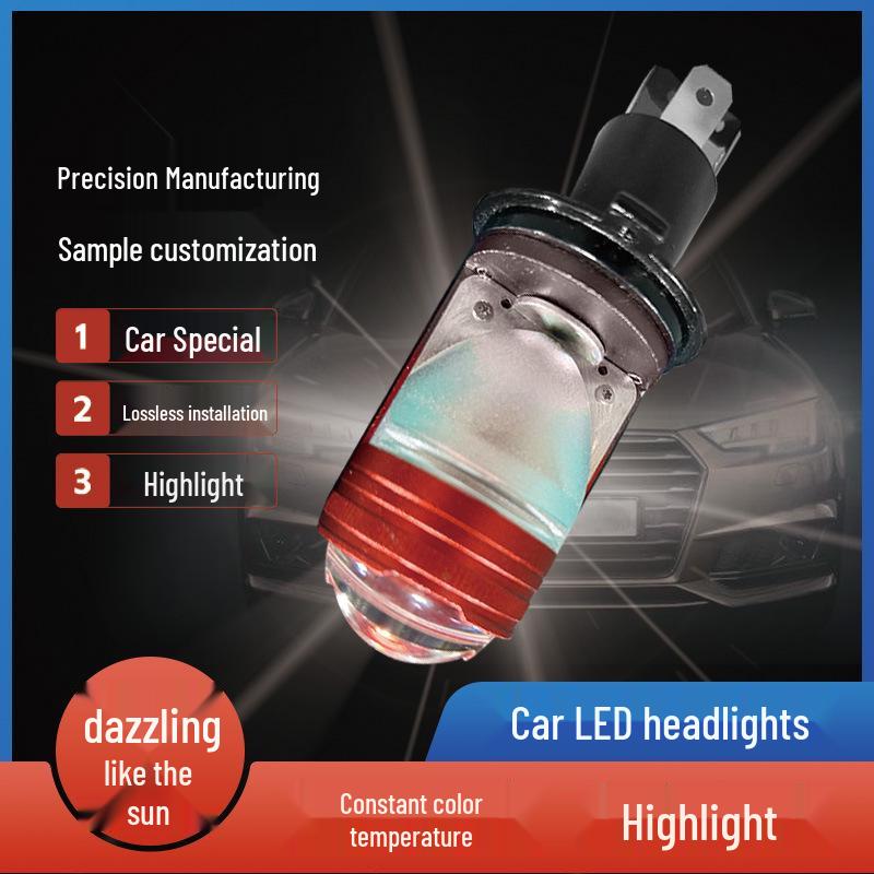 Popular Plug-in Bi-LED P10 Projector Lens Motorcycle H4 Mini Headlight with Devil Eye Devil Eye Red