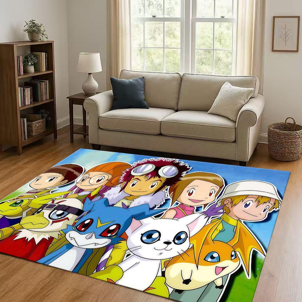 Angewomon Cartoon Digimon Adventure Living Room Non Slip Area Rug Soft Carpet for Bedroom Sofa,Easy Clean Home Doormat Playmat