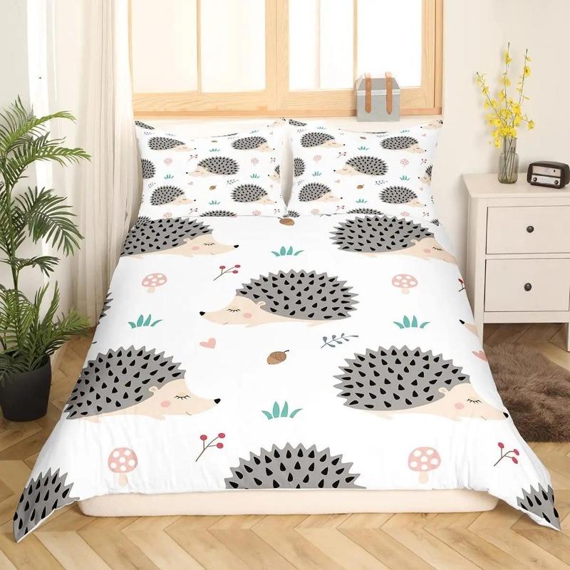 

3D Cartoon Hedgehog Pattern Bedding Set Home Decoration Duvet Pillowcase Bedding Gift for Children and Teenagers UK Single 135x200cm 2pcs