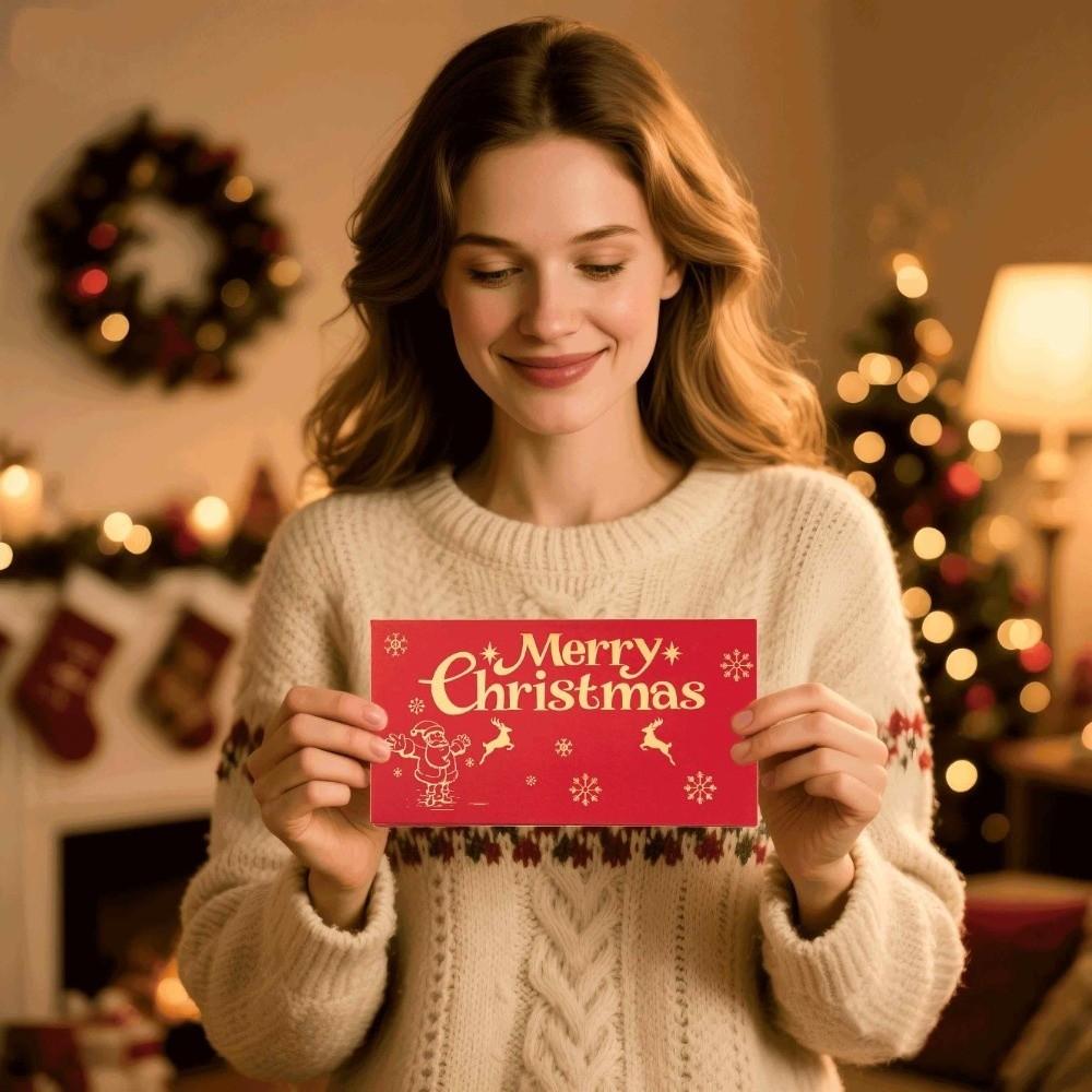 2 Set Santa Claus Christmas Money Card Envelope 6 Card Positions Merry Christmas Decorations Party