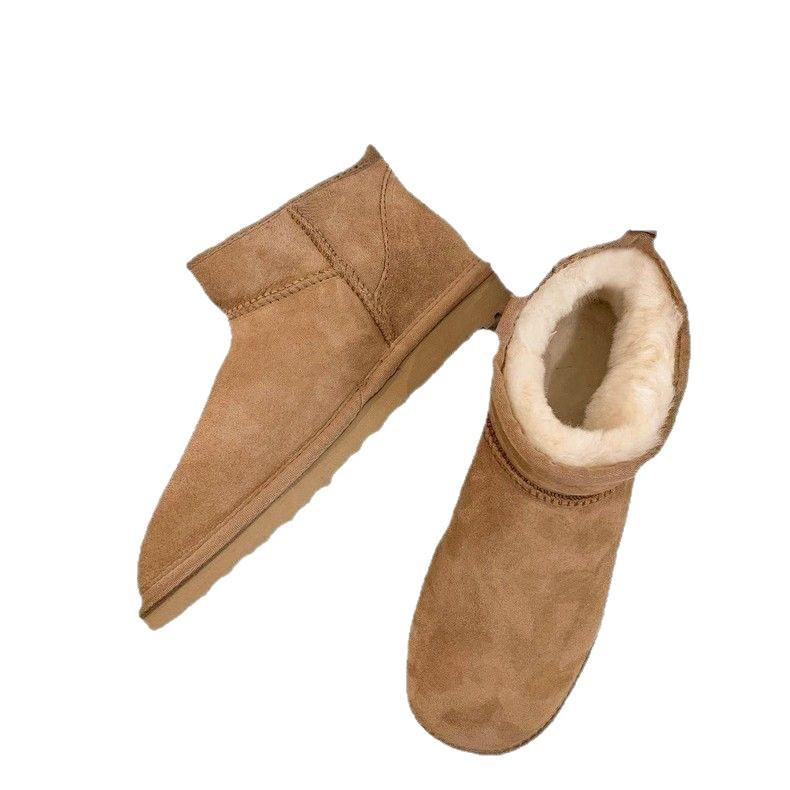 2025 new Zhou Dongyu with the same sheepskin fur integrated snow boots women's winter thin-soled velvet mini women's shoes cotton shoes