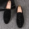 European Station Foot Set Loafers Korean Version Diamond-studded Low Top Rivets Pointed Leather Shoes for Men 46 47 Large Size