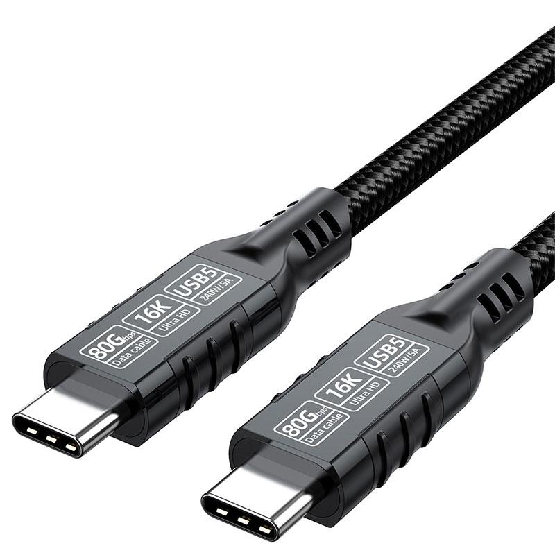 

16K 80Gbps Thunderbolt 5/4 USB 5 Cable 240W 8K@60Hz Type C Fast Charging USB C to C Data transfer Cord for MacBook Pro/Air 2m 3m 0.5m чёрный