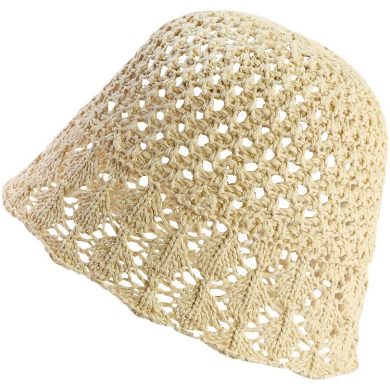 Women's Straw Hat Summer Sun Protection Breathable Hat Hollowed Out Sun Protection Fisherman Hat Mesh Hat
