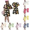 Girls Loose Fit Short Sleeve Dress Animal Print Lightweight Casual Round Neck Summer Dress for Kids