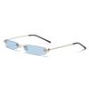 XaYbZc Narrow Sunglasses Rimless Rectangular Sun Glasses For Men Women Small Face Summer Red Blue Black