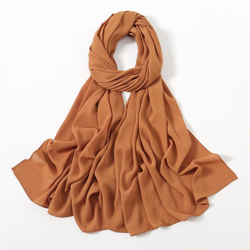 Women Heavy Chiffon Hijab Scarf Premium Chiffon Muslim Hijabs Plain Good Stitching Maxi Wrap Solid Color Musulman Femme Shawls