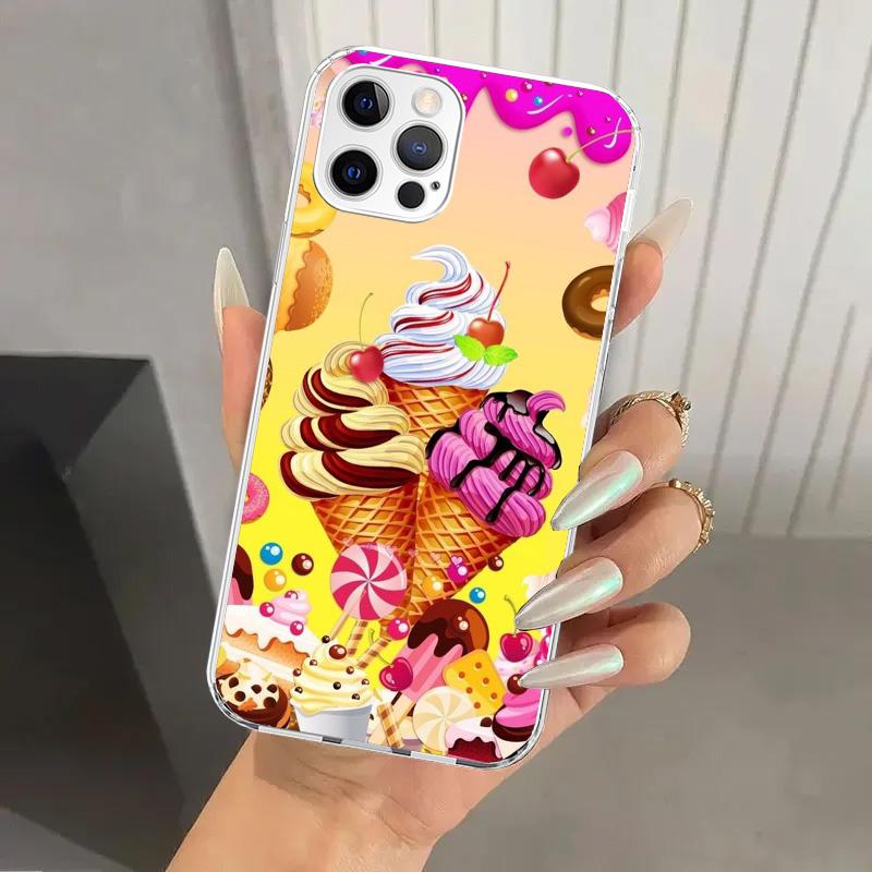 Macaron Ice Cream Cake Doughnut Phone Case for Iphone 17 Air 16 15 Plus 14 13 Mini 12 11 Pro Max 16E 7 8 SE 2020 Soft Funda Prin