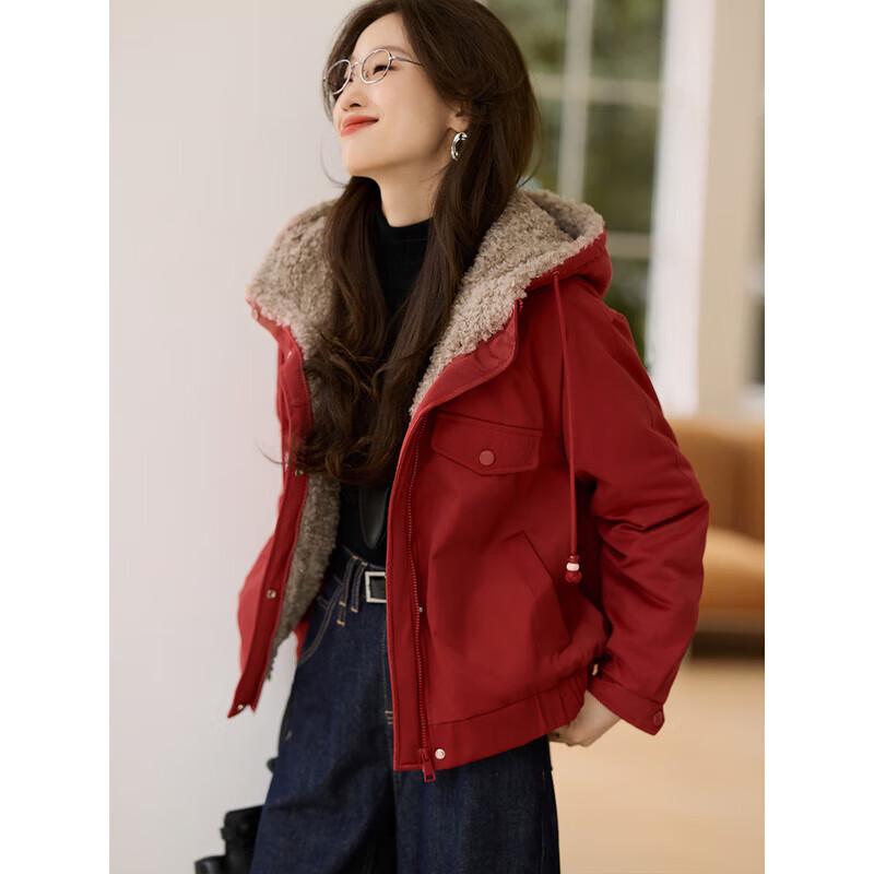 Mohan Yimei Faux Lamb Wool Hooded Winter Jacket