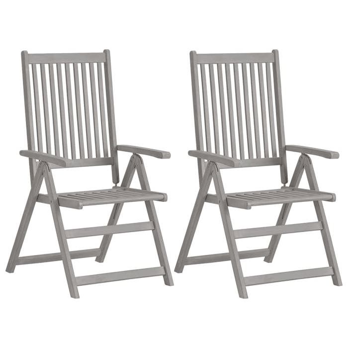 VidaXL Chaises inclinables de jardin lot de 2 et coussins bois acacia 3064701