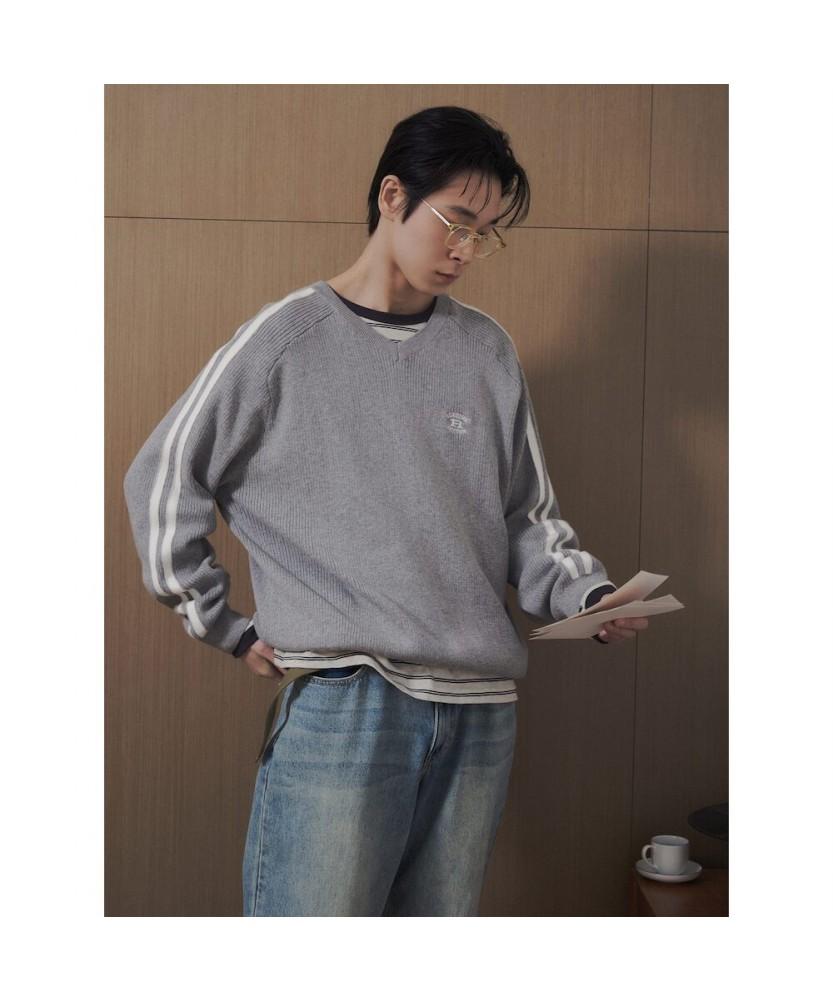 8SECONDS V-Neck Track Knit Gray