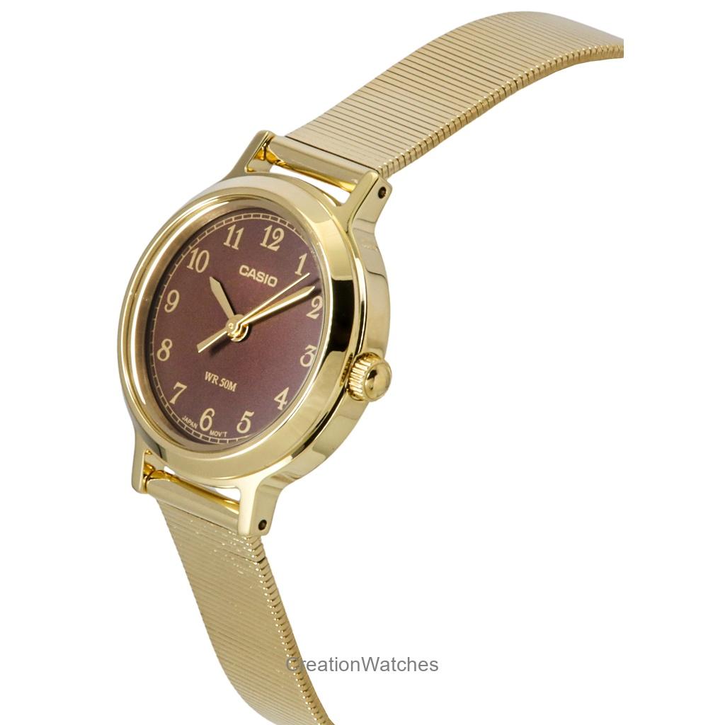 Casio Standard Analog Goldfarben Edelstahl Braunes Zifferblatt Quarz LTP-B170G-5BV Damenuhr