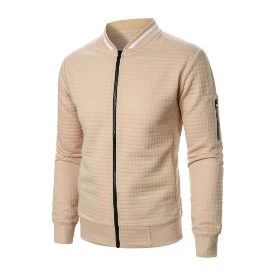 Uomo Felpa Cappotto Collo Alto Manica Lunga Patchwork Colore Cerniera Patta Giacca Cappotto con Tasche Orlo Elastico Sport Outwear