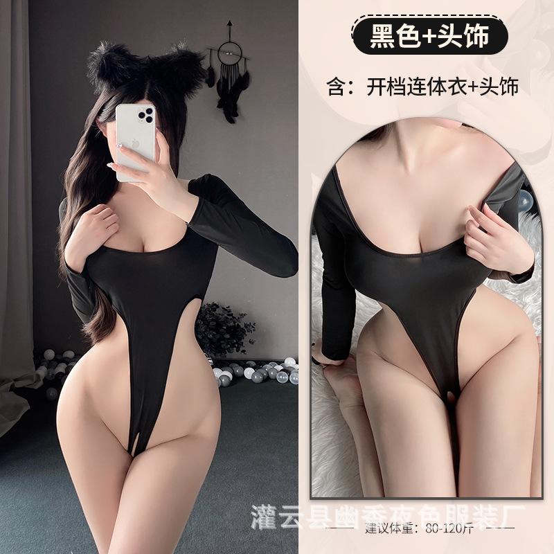 Sexy lingerie sexy onesie passion open crotch uniform temptation ice silk hot body suit