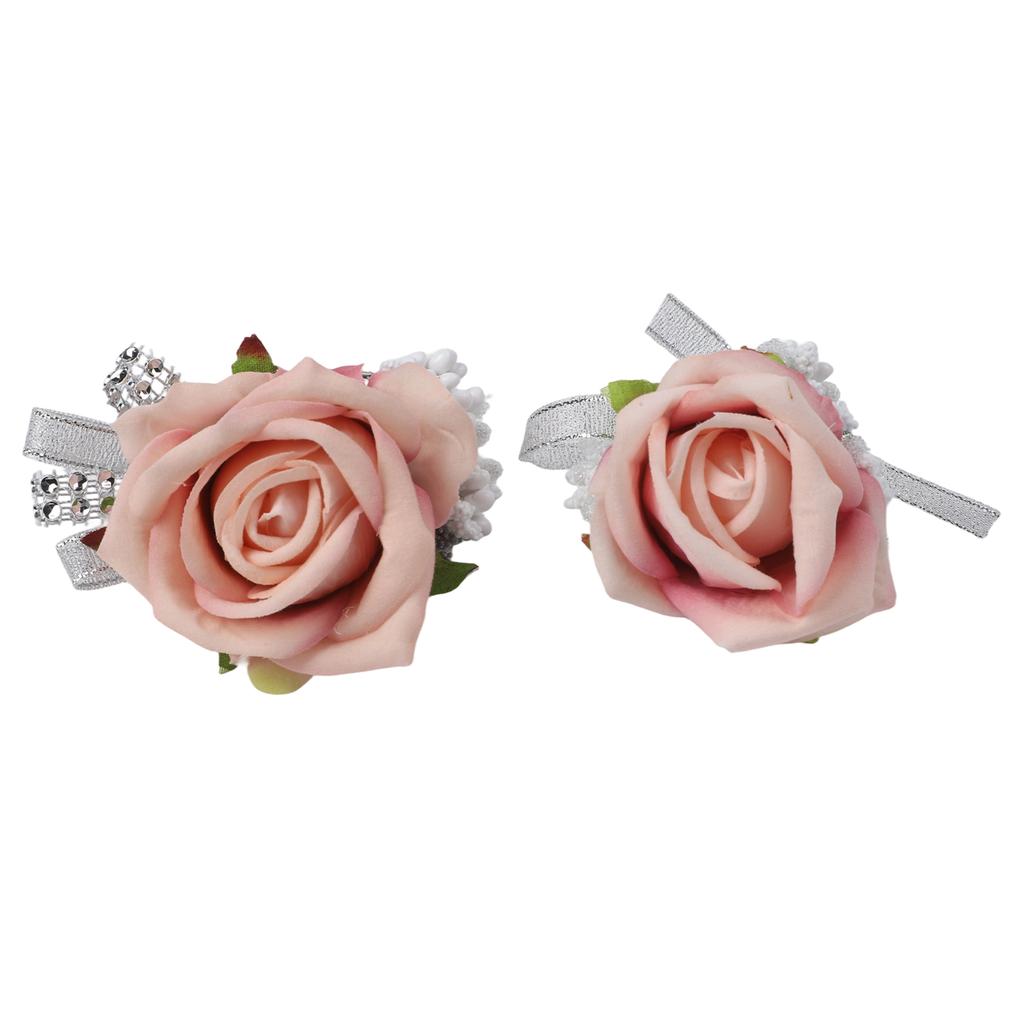 2PCS Elegant Rose Corsages For Bride Groom Bridesmaids Wedding Ceremony Anniversary Formal Dinner Party Marriage Prom