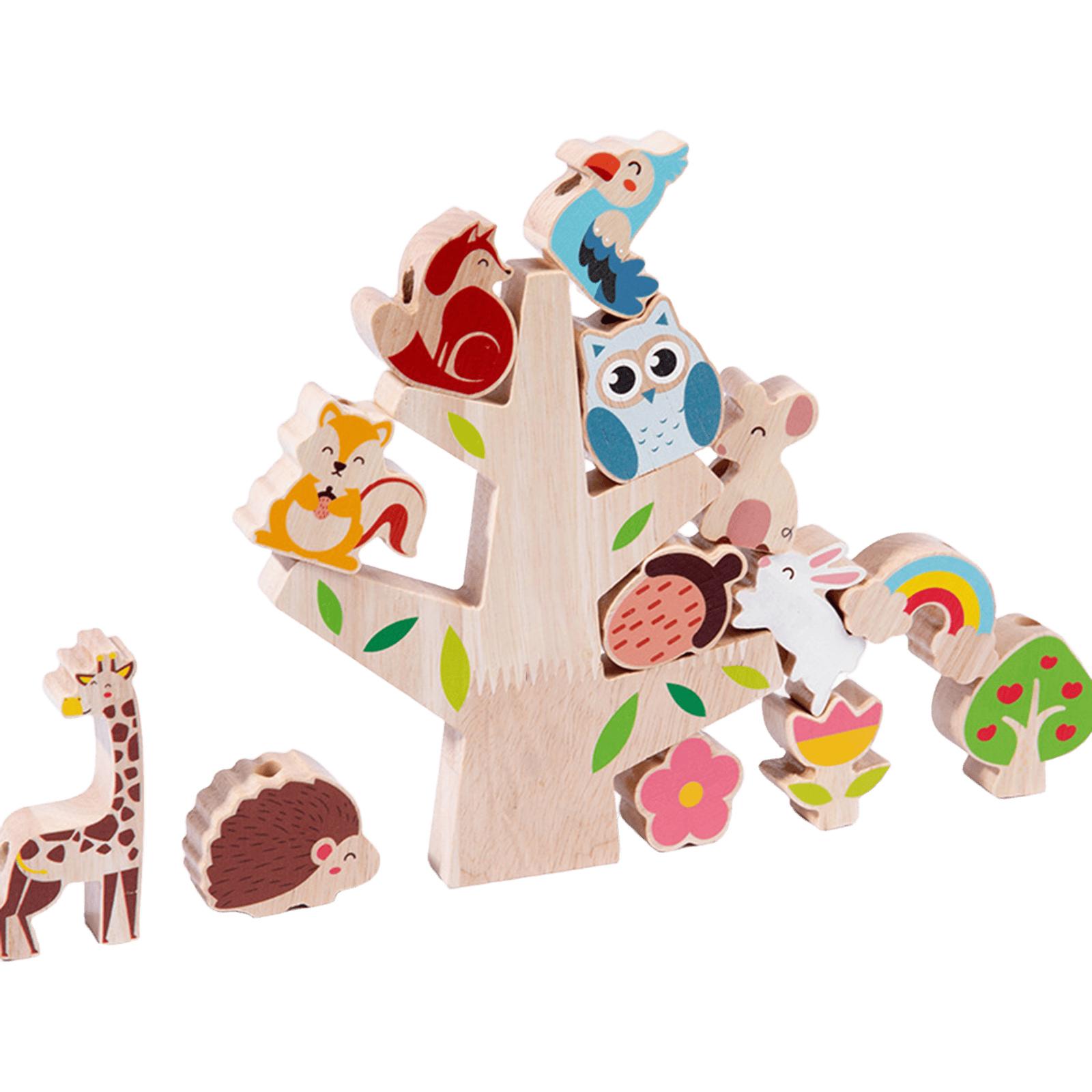 

Forest Balance Building Block Toy, Building Shape Matching, Parent Child Interactive Wooden Toy One Size