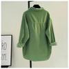 Women's Spring Solid Color Shirt Corduroy Shirt Double Pocket Thick Shirt Cardigan Button Polo Collar Long Sleeve Tops