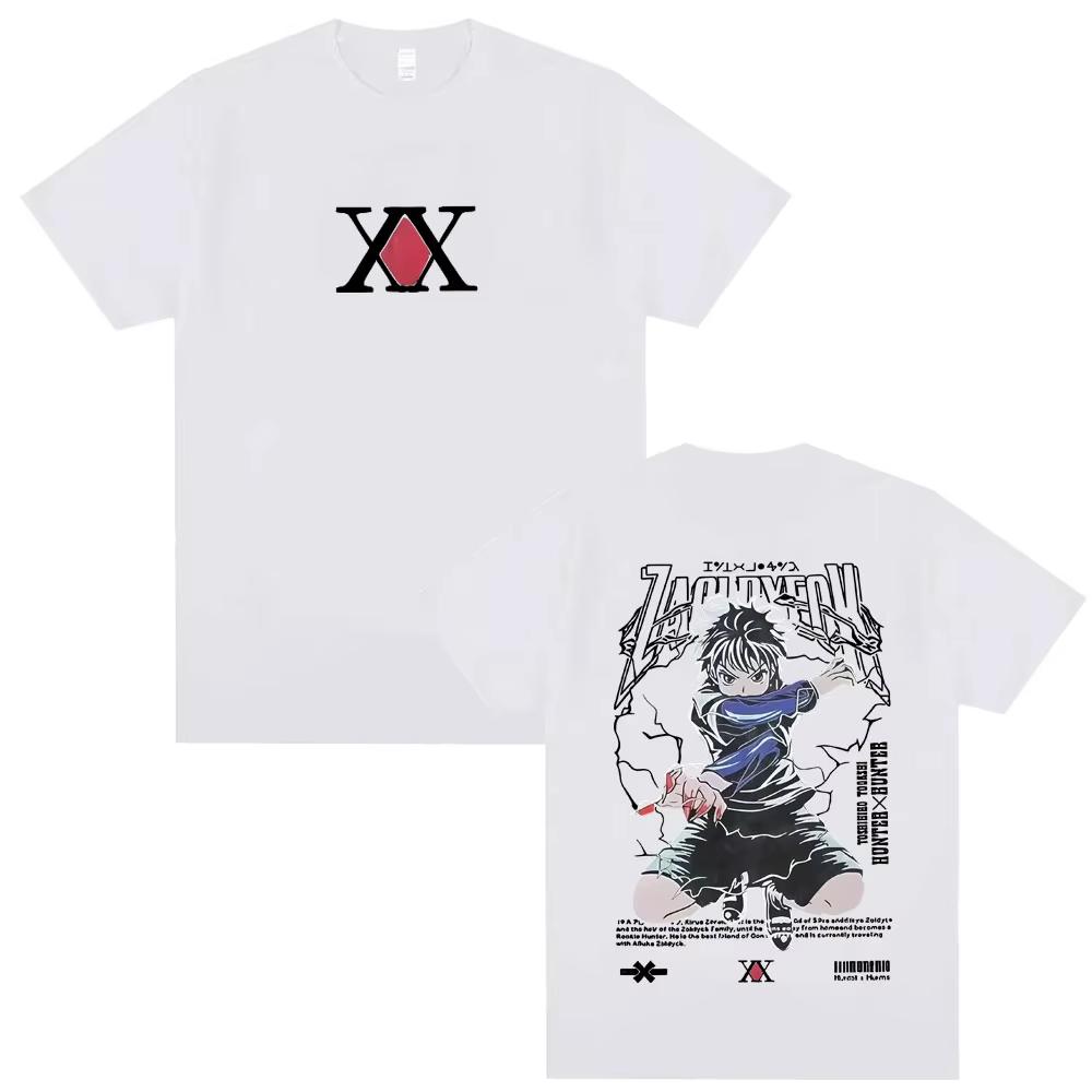 Anime Hunter X Hunter Killua Zoldyck Double-sided Print T-shirt, Unisex Casual Loose Crew Neck T-Shirt