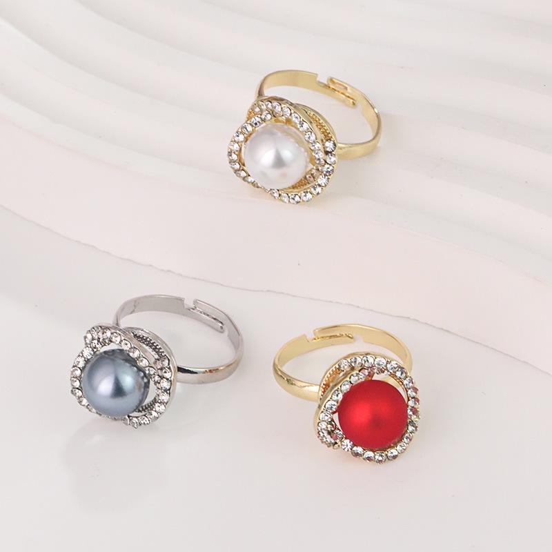 Korean Luxury Pearl & Diamond-Inspired Jewelry Set: Necklace, Earrings, Ring