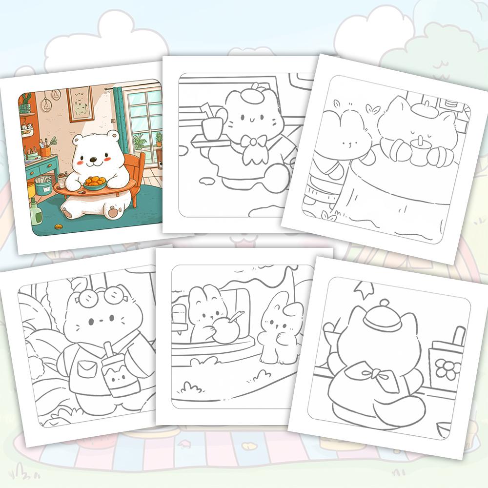 Cute Pet Coloring Book, Teen Coloring Book, Various Patterns, 100g Heavyweight Paper, Stress Relief, Birthday Gift