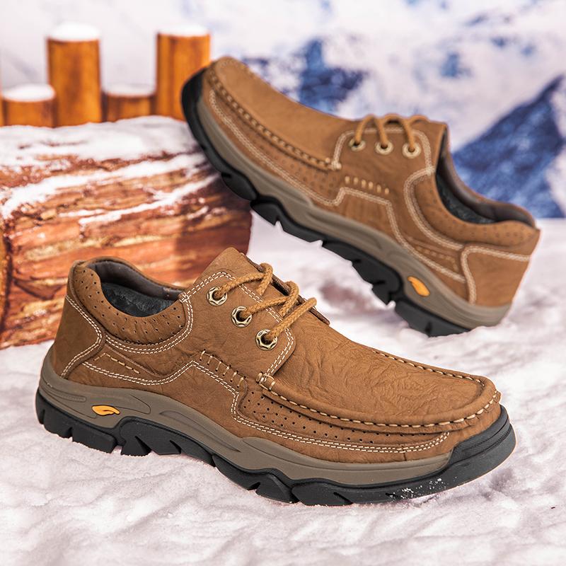 Fashion Genuine Leather Men Casual Shoes Outdoor Man Hiking Shoes Non-Slip Male Treking Footwear High Quality Outdoor Sneakers Trainers