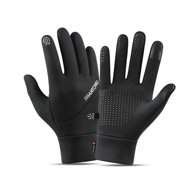 Men's Winter Touchscreen Cycling Gloves: Warm, Windproof, Waterproof, Velvet-Lined for Outdoor Electric Car Use.