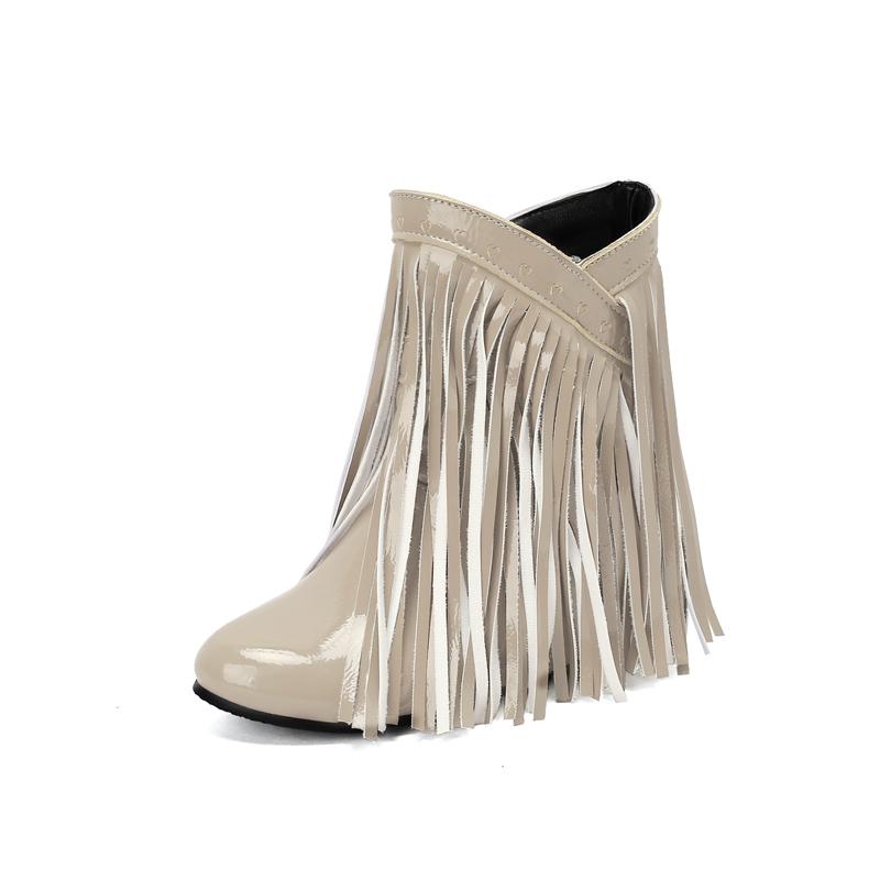 Autumn Winter New Fashion Warm Fluff Ankle Boots Women Round Toe Casual Flat Height Increased Tassel Fringe Shoes Botas De Mujer