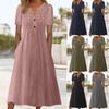 Summer Dresses For Women Boho Maxi Dress Short Sleeve V Neck Dresses Fashion Dress with Pockets