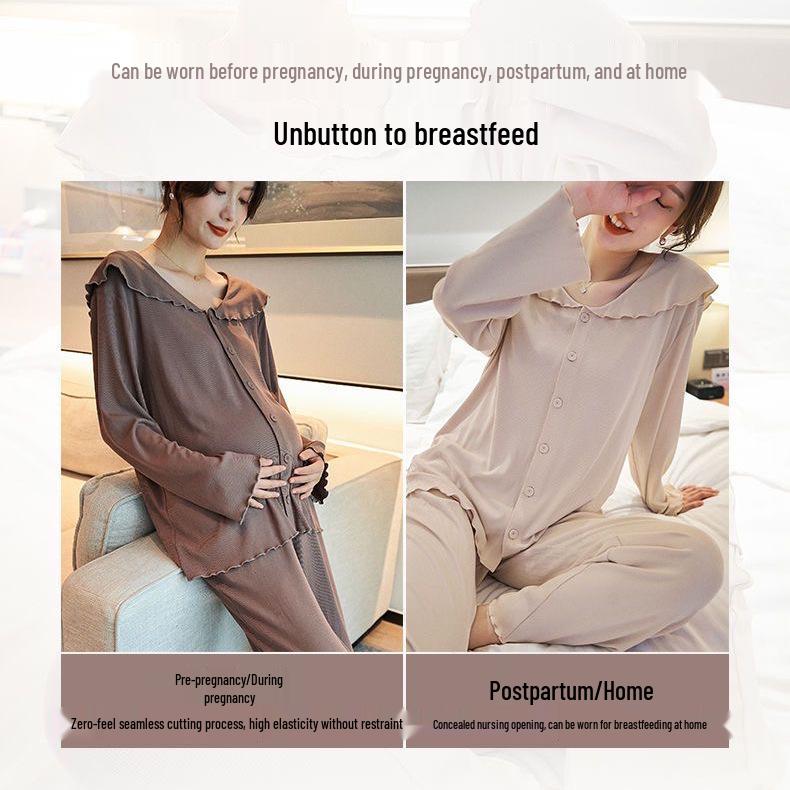 Maternity Lounge Set: Loose-Fit Plus Size Pajamas for Spring & Autumn - Ideal for Postpartum Nursing & Homewear