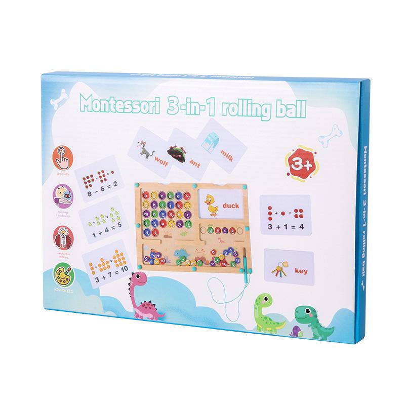 Wooden Magnetic Maze: Educational Toy for Kids - Math & Letter Matching Game