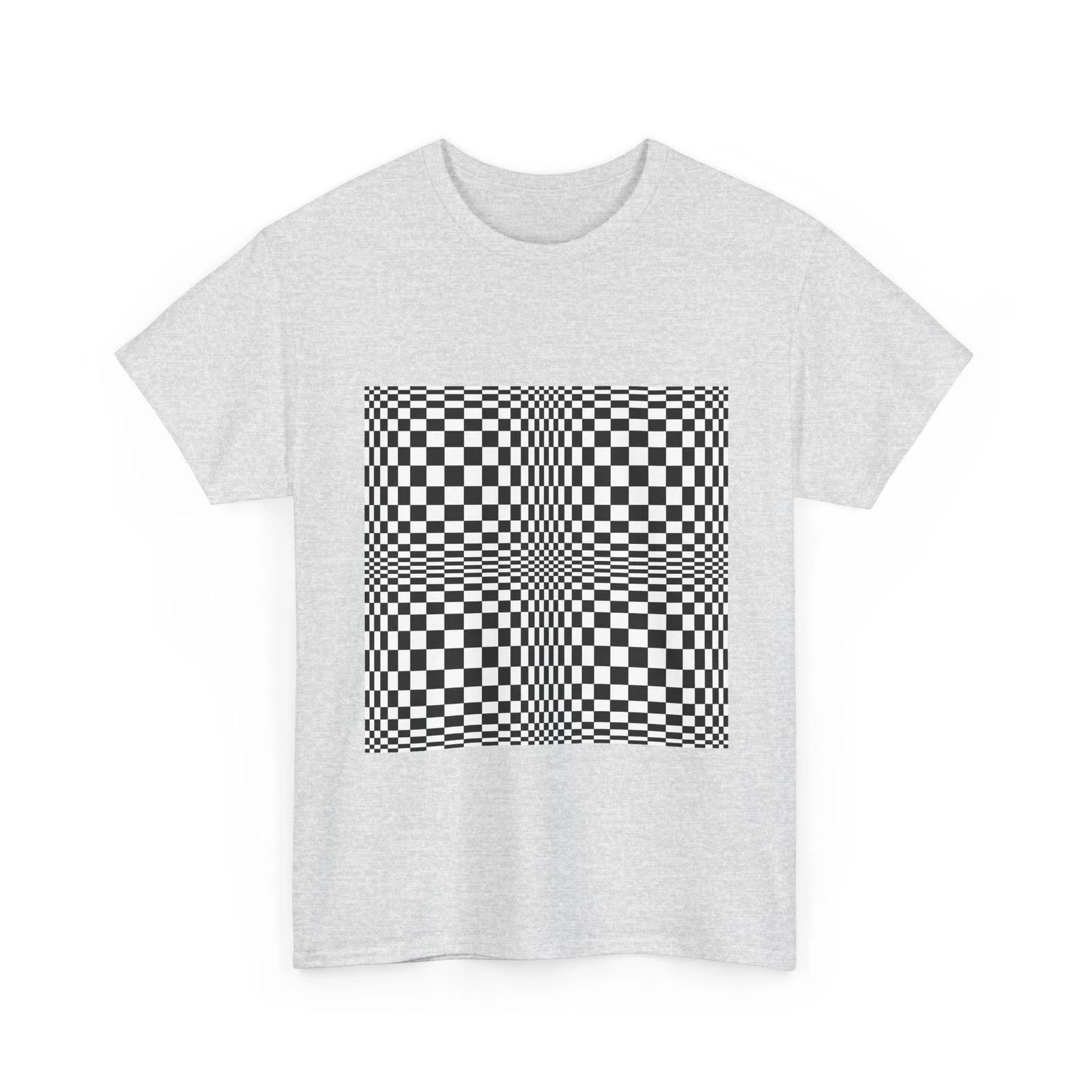 Футболка с клетками оптической иллюзии | Ретро геометрическая футболка 2XL