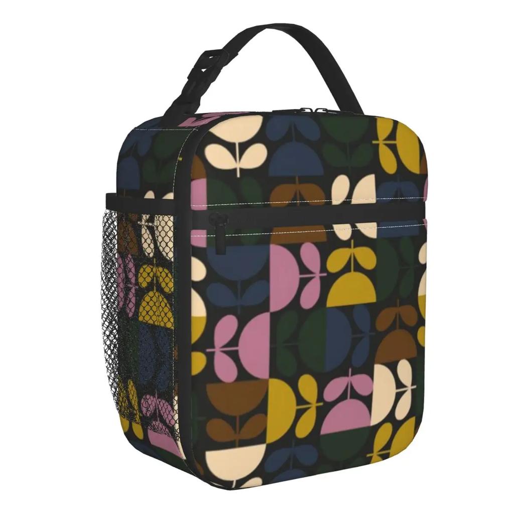 Abstract Flowers Orla Kiely Portable Lunch Box Leakproof Scandinavian Style Thermal Cooler Food Insulated Lunch Bag Kids School
