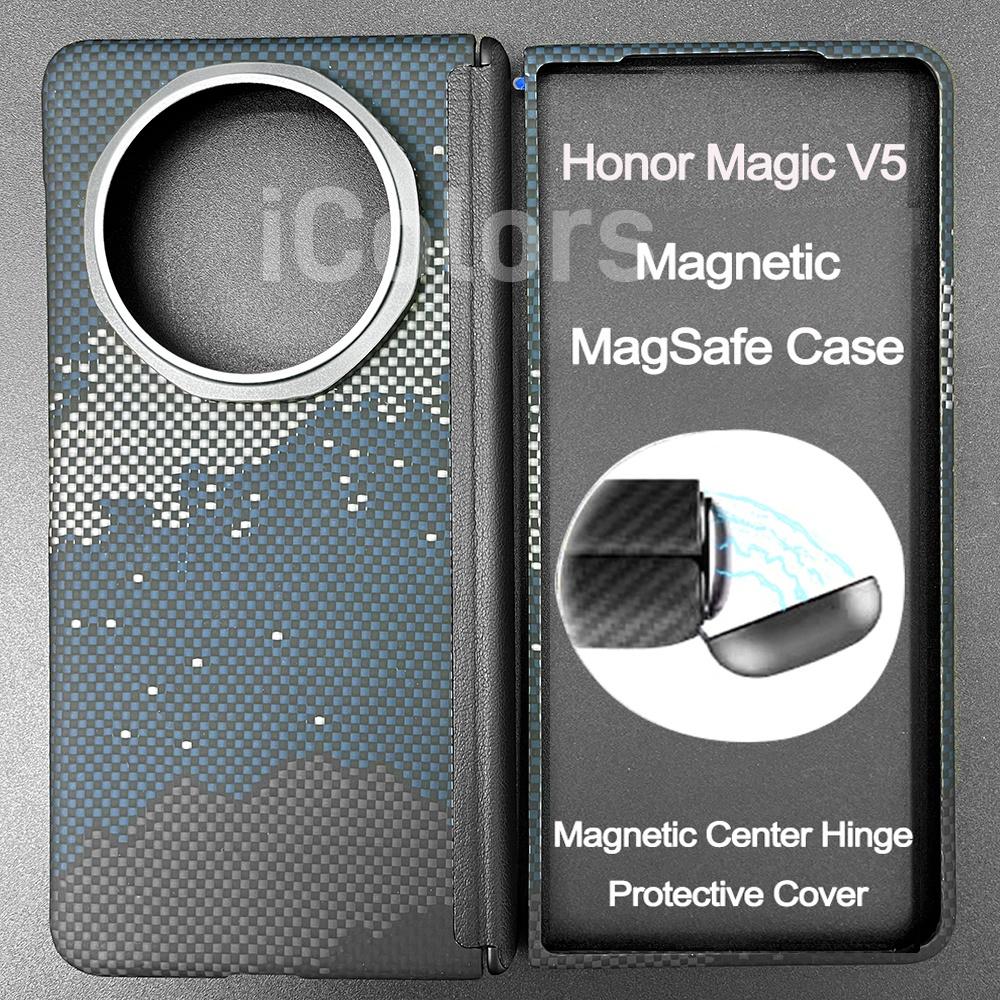 For Honor Magic V5 Aramid Carbon Fiber Case Kevlar Cover Ultra Thin Lightweight Armor Protective Cover Slim Durable Sturdy