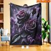 1pc Elegant Suitable for All Seasons Soft Flannel Blanket with Dreamy Purple Rose Print - Quilted Bedspread or Throw, Machine Washable 100% Polyester 