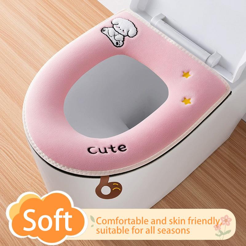 1PC Toilet Universal Seat Waterproof Thickened Soft Cushion Durable Plush Cute Warm Zippered 44cm