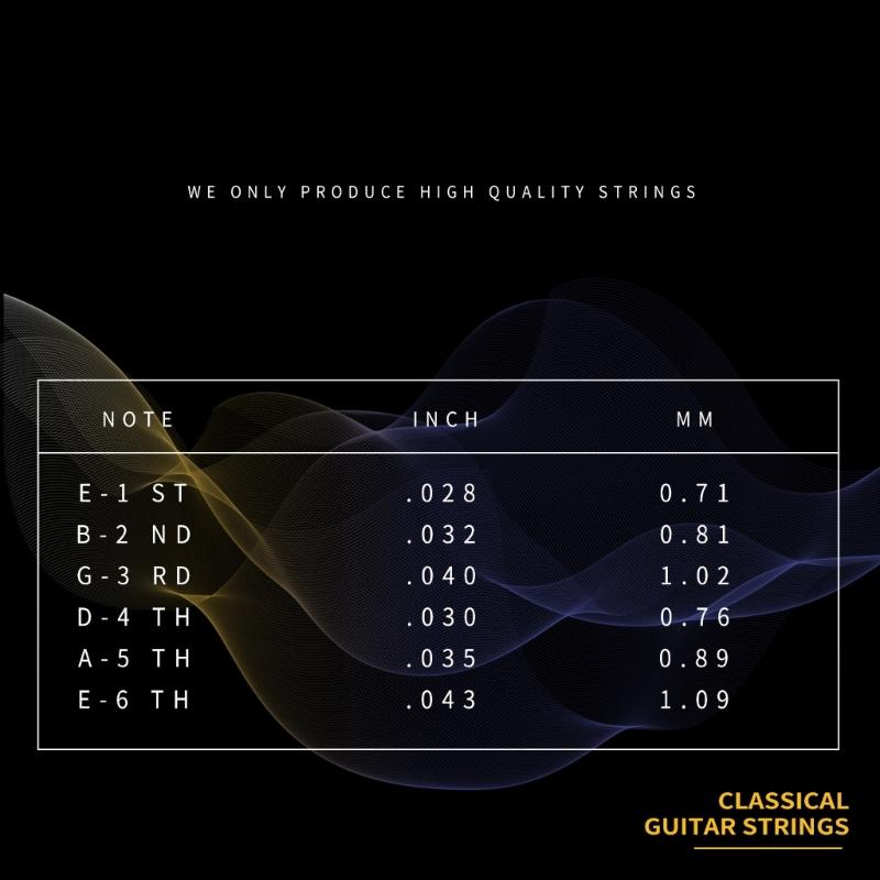 6Pcs Acoustic Guitar Strings Nylon Core Classical Guitar Strings Set .028-.043