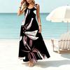 U-Neck Sleeveless Floral Maxi Dress,Loose Fit Lightweight Flared Women’s Dress for Summer Beach,Flattering Urban Casual Wear