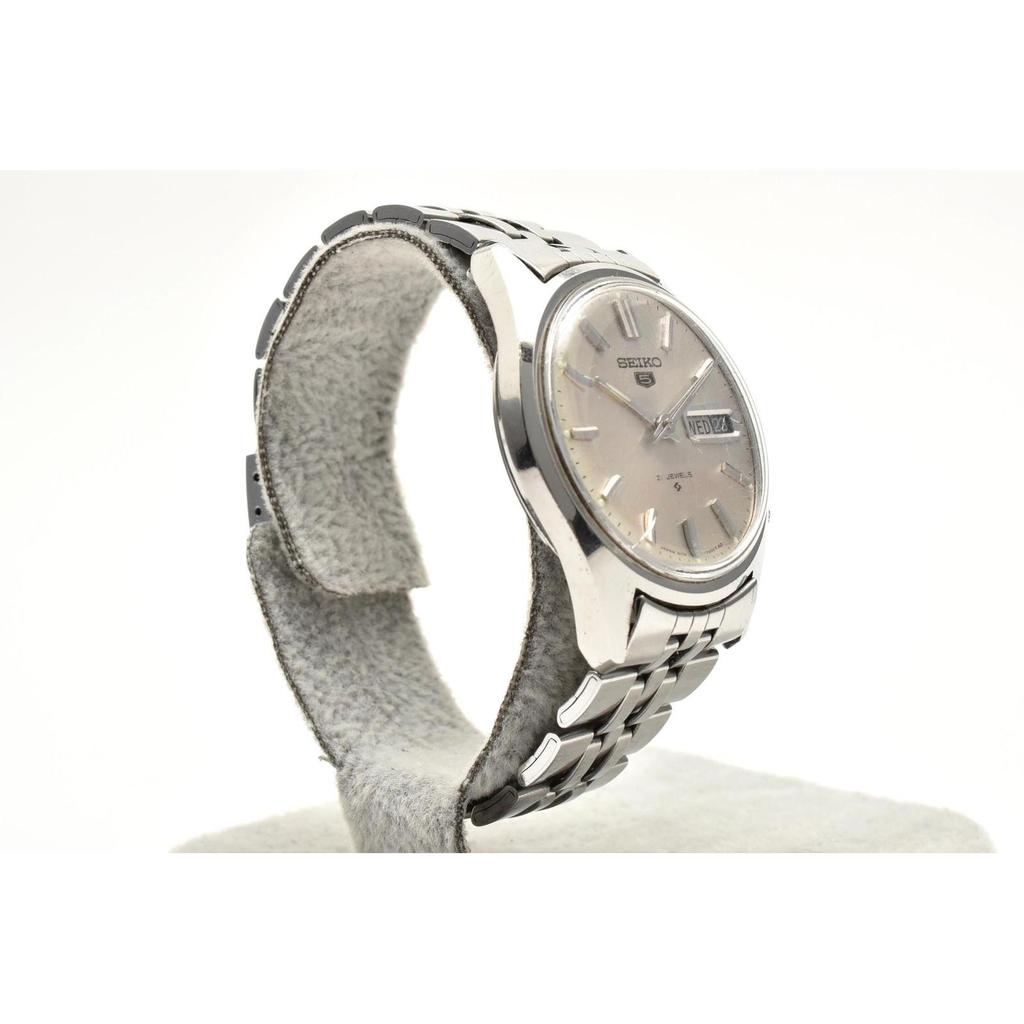 Used Good Condition SEIKO Seiko 5 6119-7000 Automatic Winding 21 Jewels Day Date Silver Dial Stainless Steel Vintage 1970's Unisex Watch Working Item