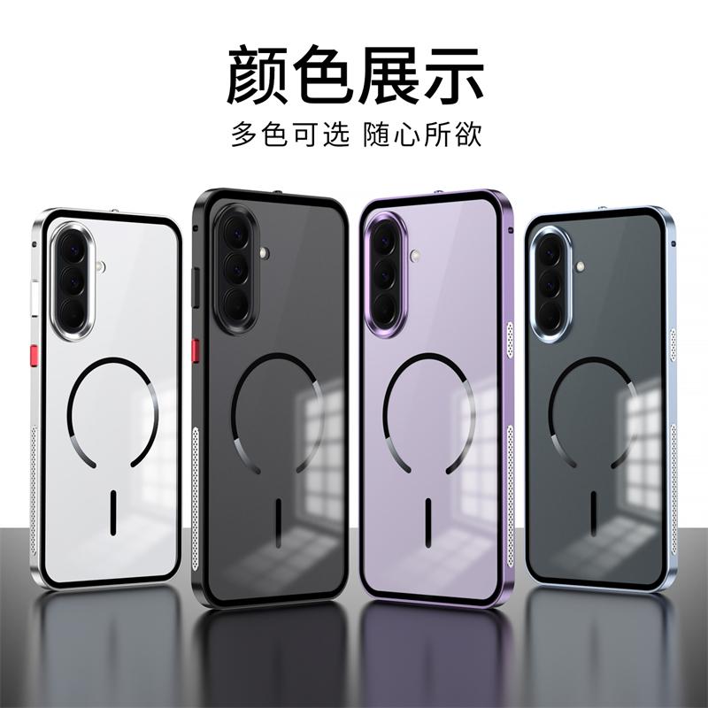 Magnetische Hülle Für Samsung Galaxy A37 Hülle Aluminiumlegierung Metallrahmen Matt Transparente Acrylhülle Für Samsung A 37 5G