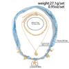 IngeSight.Z 3 Pcs/set Bohemian Conch Starfish Pendant Necklace Women Trendy Rice Bead Link Chain Necklaces Jewelry Accessories