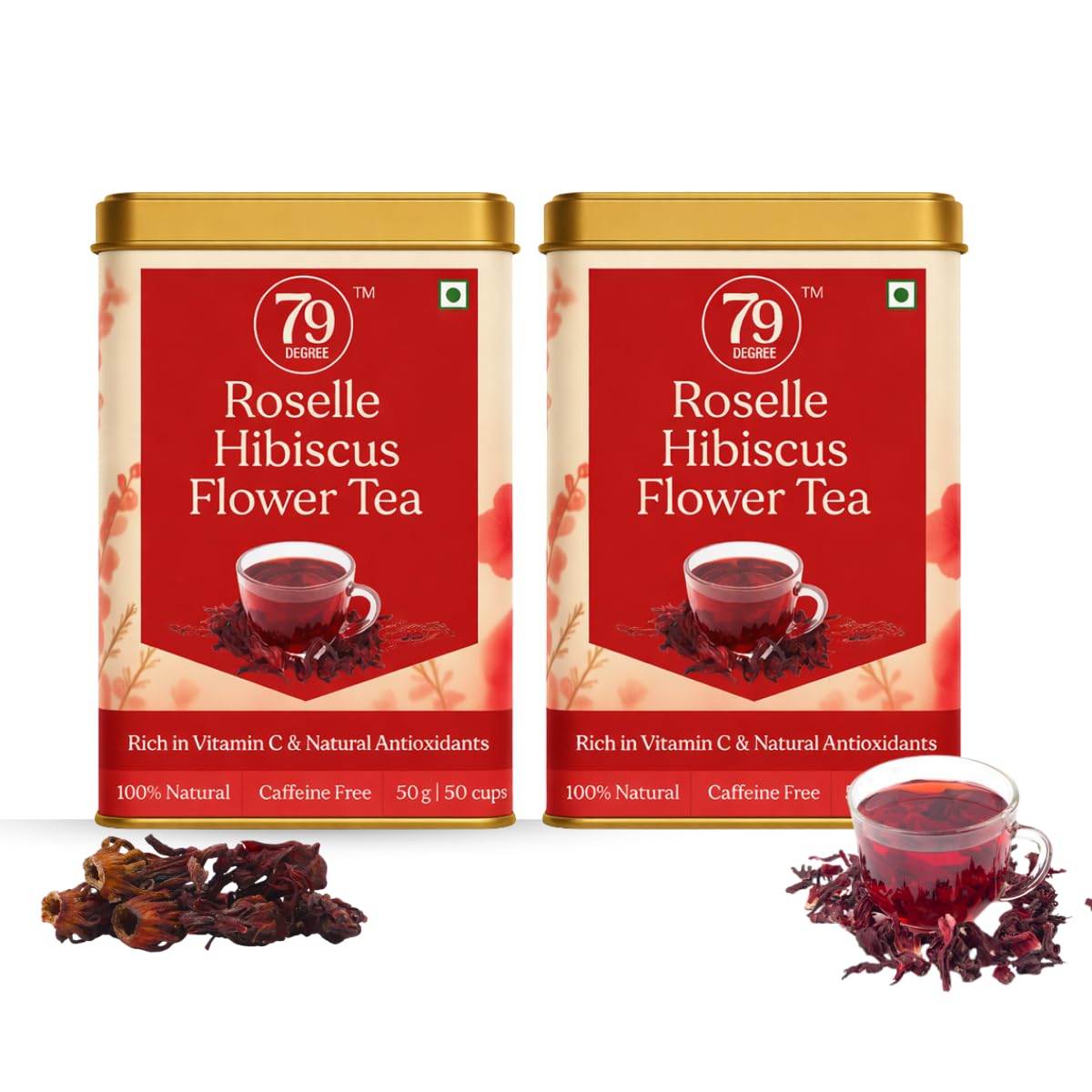 

79 Degree Roselle Hibiscus Flowers I Vit. C & Antioxidants Rich I Tart and Refreshing Herbal Tisane I Caffeine Free I Net weight- 100g I Premium