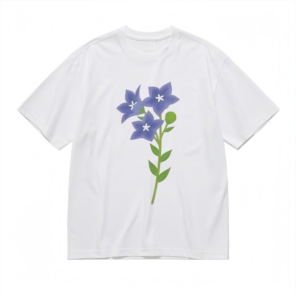 Women's Soft Breathable All Season Classic T-Shirt Charming Blue Flowers Tee