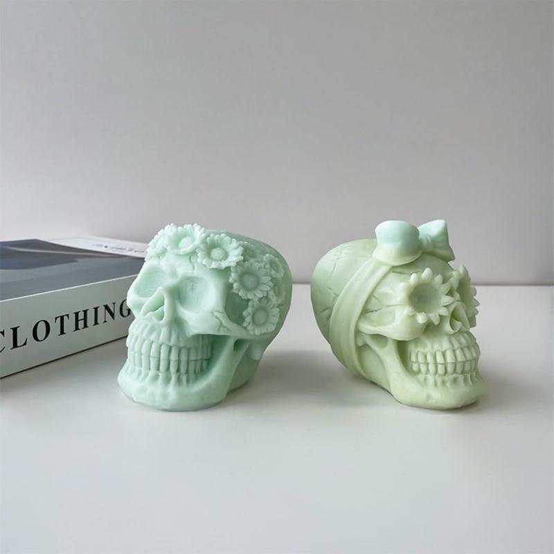 3D Skull Candle Silicone Mold DIY Halloween Decorative Soap Plaster Resin Molds